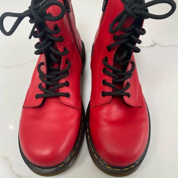 Dr. Martens Kids Red Boots - Picture 2 of 9